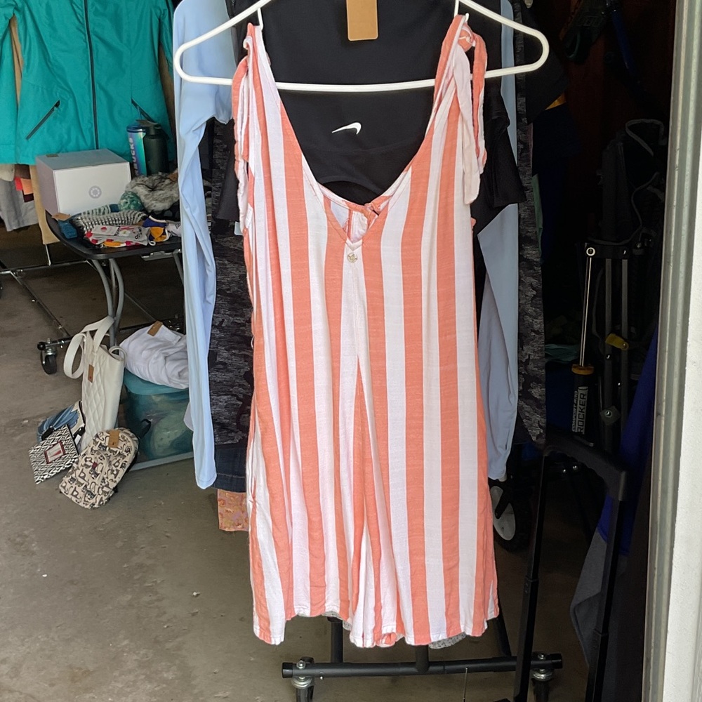 Volcom Orange and White Striped Dress